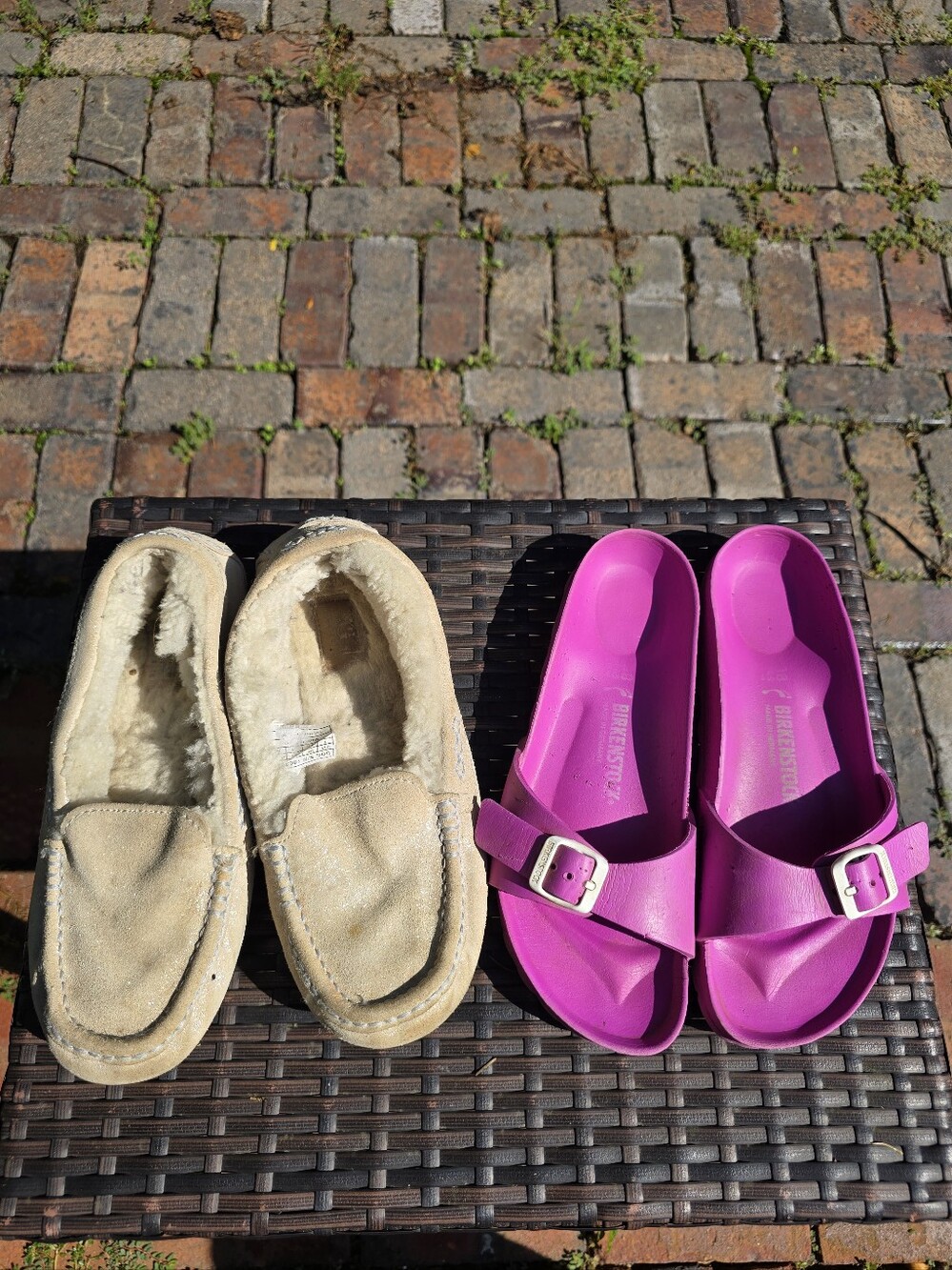 Birkenstock & Ugg Bundle House Shoe Comfy Shoes Dorm Purple Cream Size 7